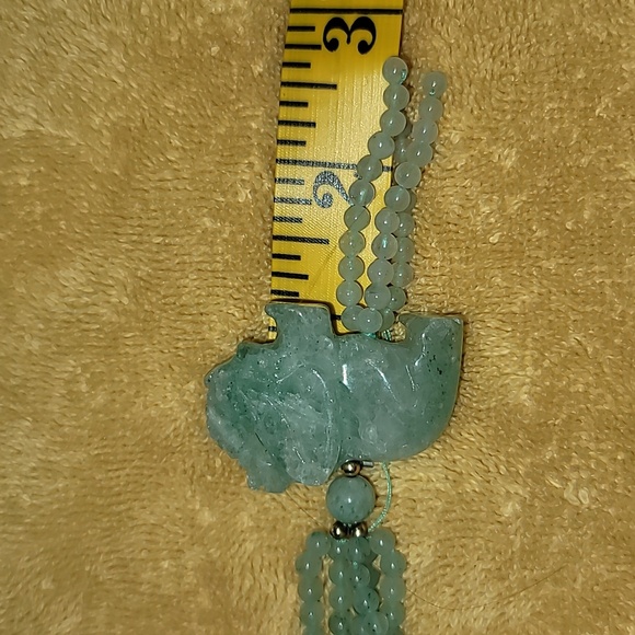 Vintage Beautiful Elephant Jade & 14k Gold  Necklace & Earrings - Picture 12 of 15